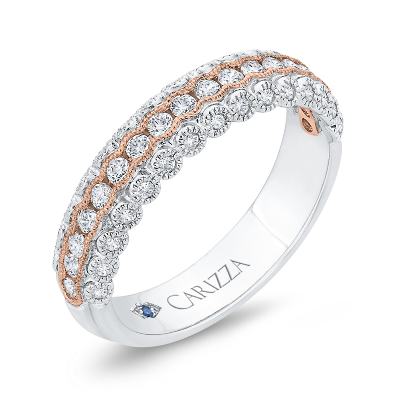 Diamond Wedding Band in 14K Two Tone Gold