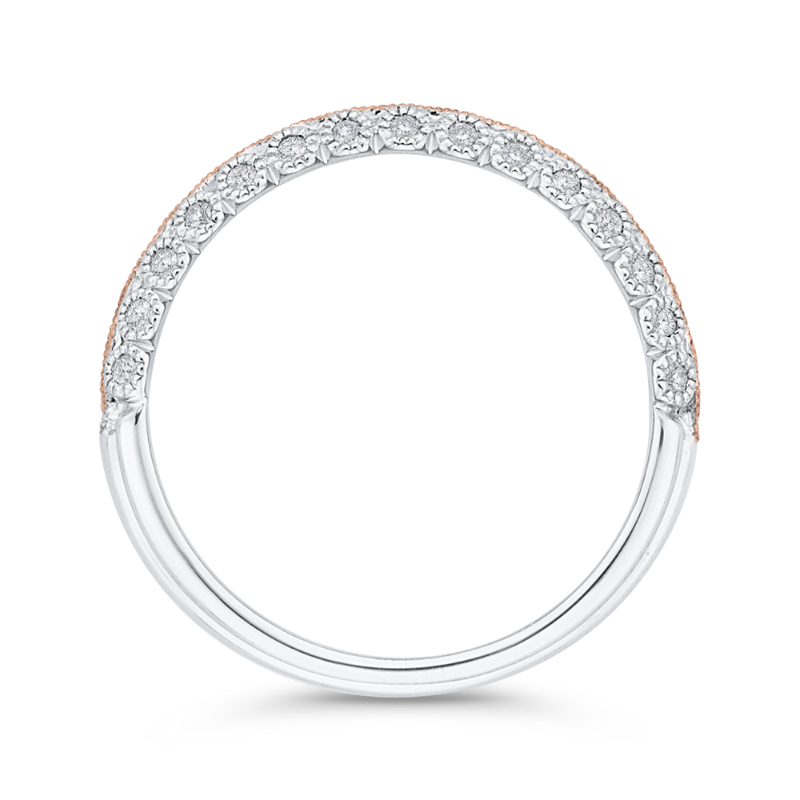 Diamond Wedding Band in 14K Two Tone Gold
