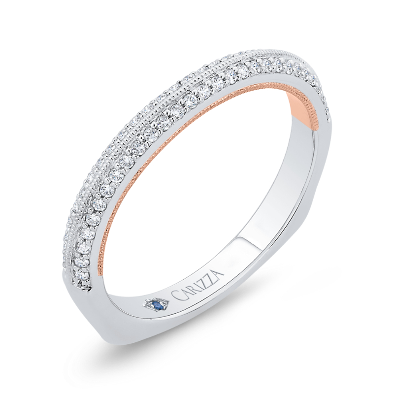 Euro Shank Round Diamond Wedding Band in 14K White Gold