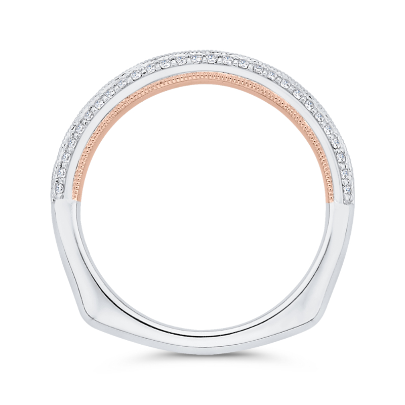Euro Shank Round Diamond Wedding Band in 14K White Gold