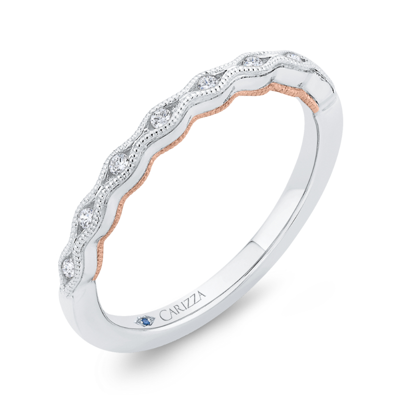 Diamond Wedding Band in 14K Two Tone Gold