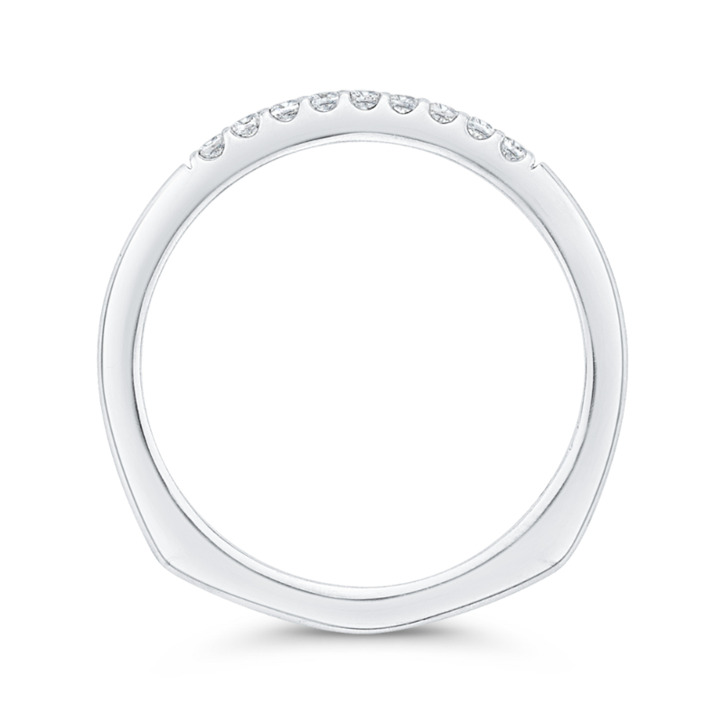 Euro Shank Round Diamond Wedding Band in 14K White Gold