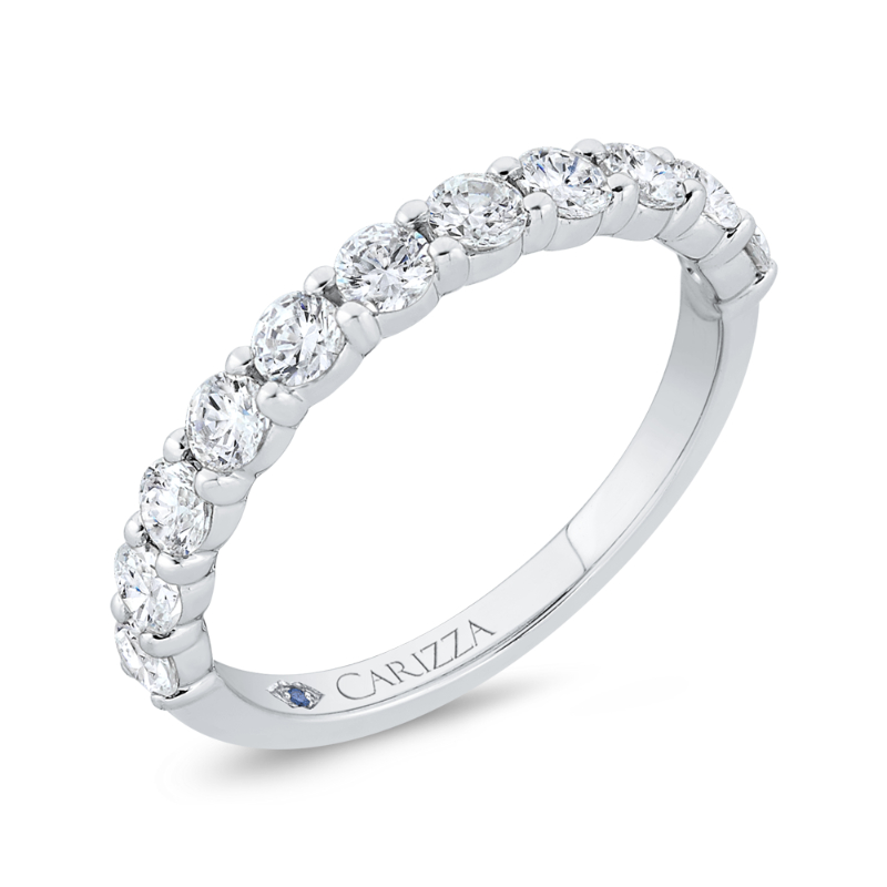 Round Diamond Half-Eternity Wedding Band in 14K White Gold