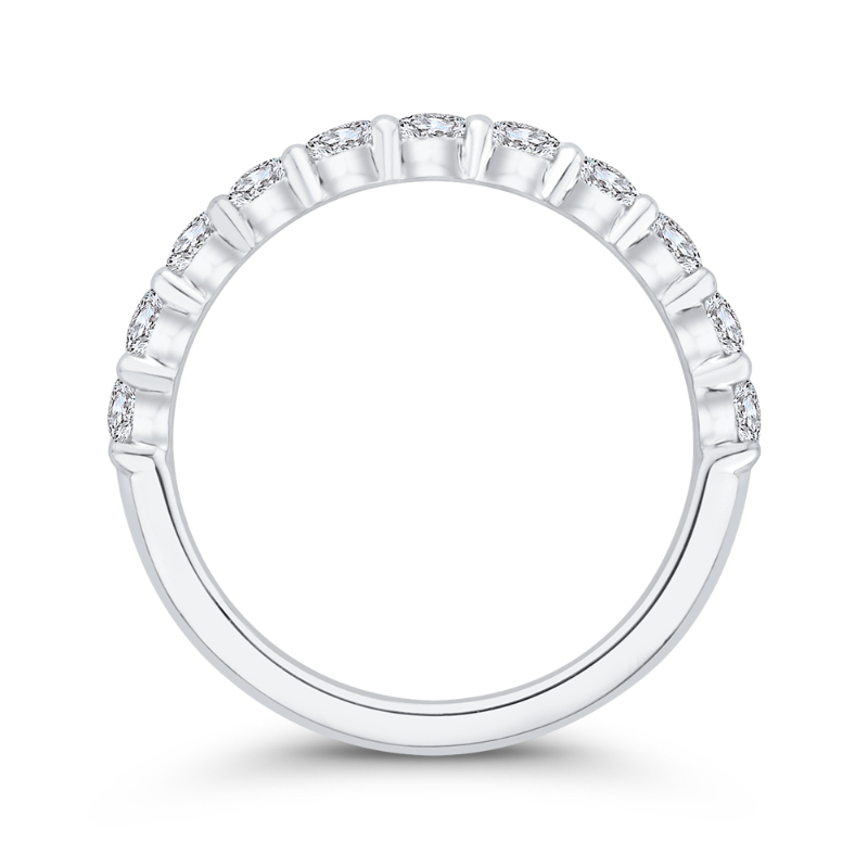 Round Diamond Half-Eternity Wedding Band in 14K White Gold