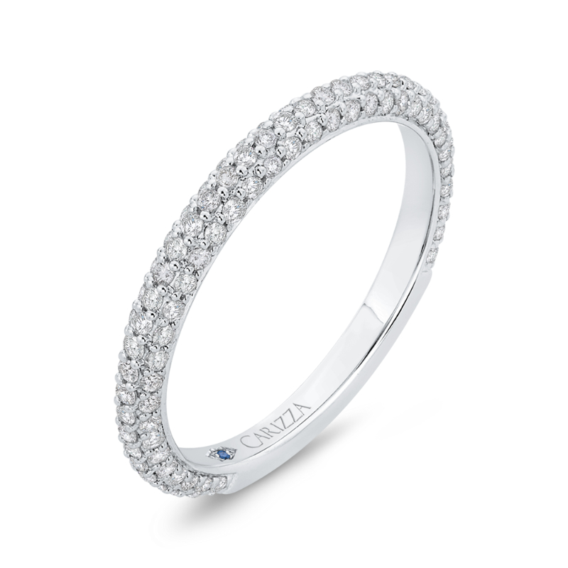 Round Diamond  Half-Eternity Wedding Band in 14K White Gold