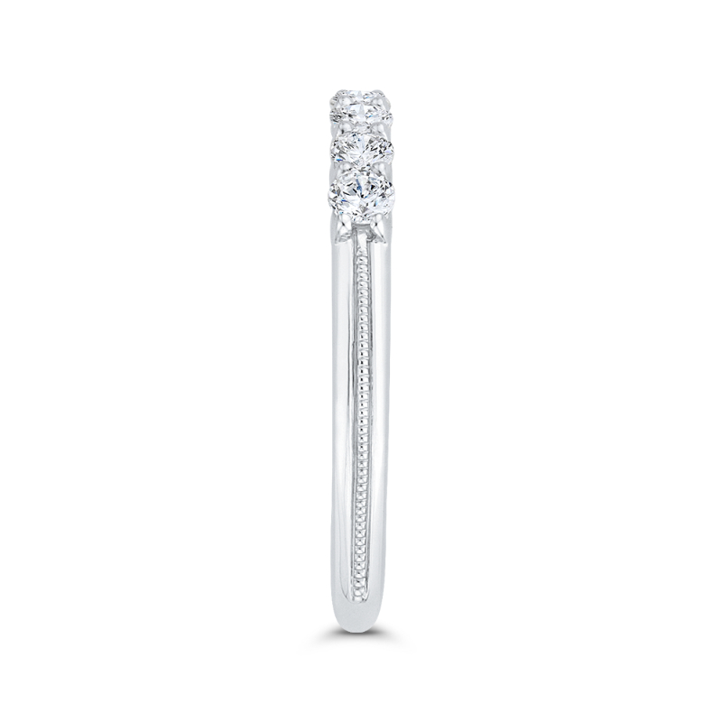 Euro Shank Round Diamond Wedding Band in 14K White Gold