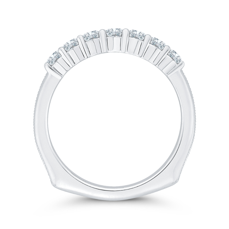 Euro Shank Round Diamond Wedding Band in 14K White Gold
