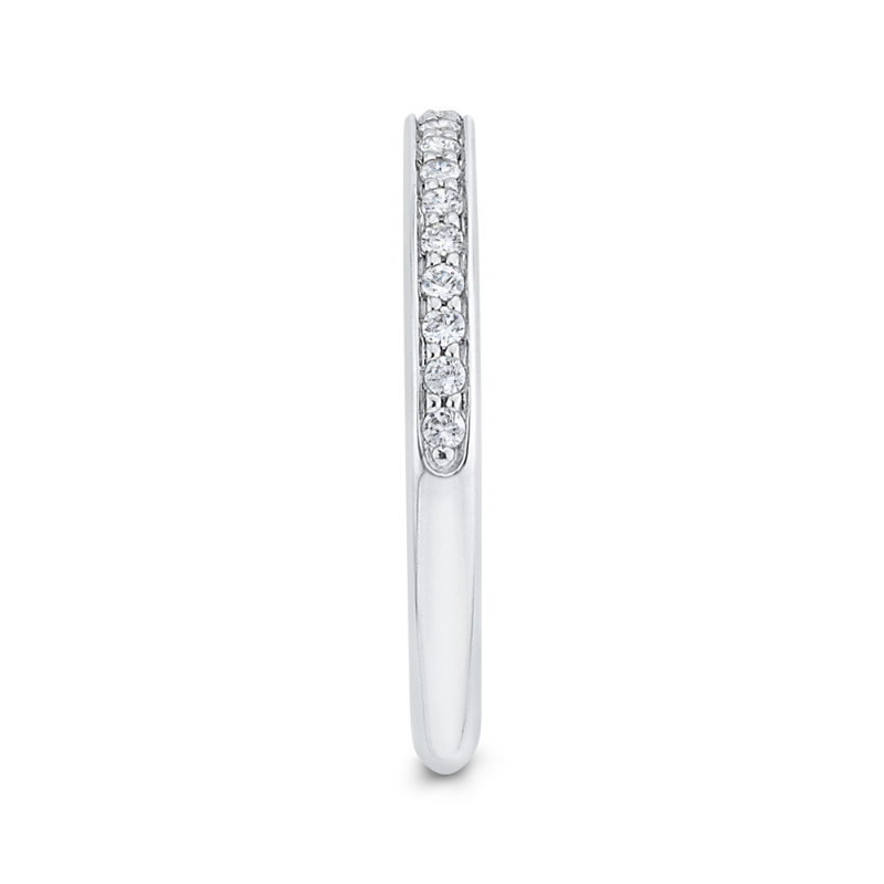 Euro Shank Round Diamond Wedding Band in 14K White Gold