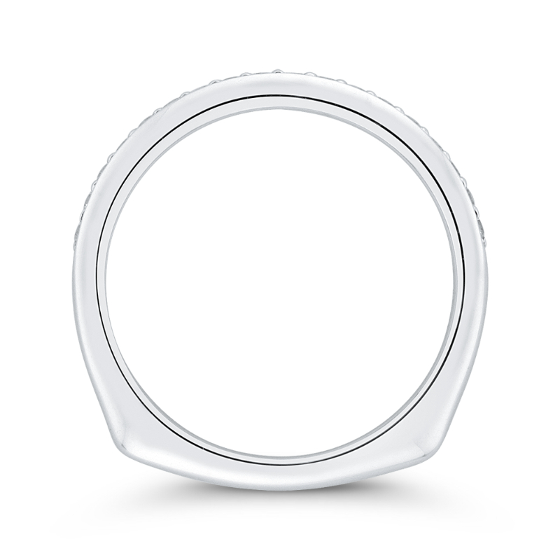 Euro Shank Round Diamond Wedding Band in 14K White Gold