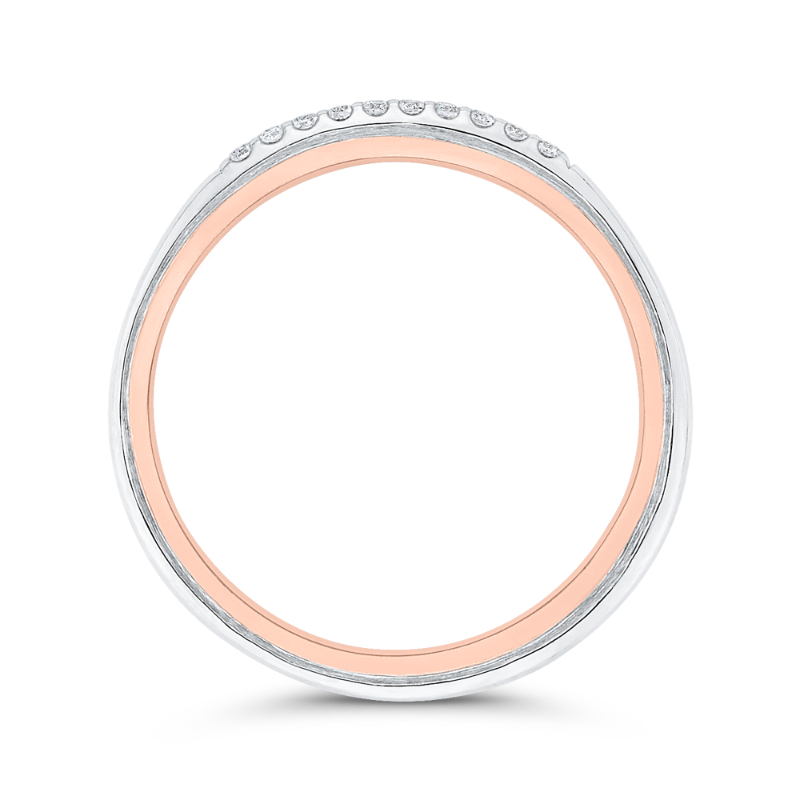 Diamond Wedding Band in 14K Two Tone Gold