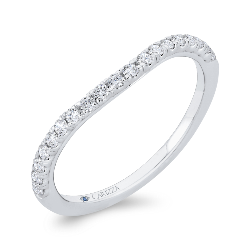 Half Run Round Diamond Wedding Band in 14K White Gold