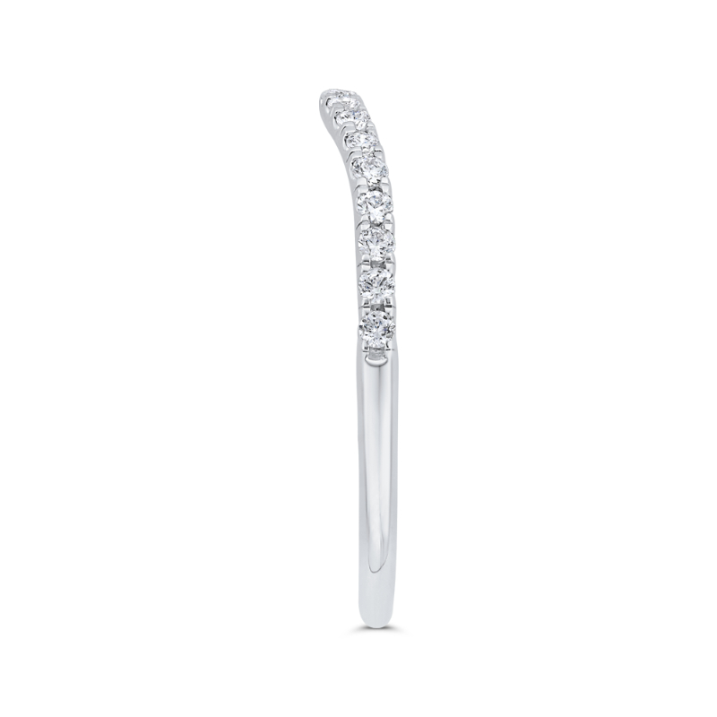 Half Run Round Diamond Wedding Band in 14K White Gold