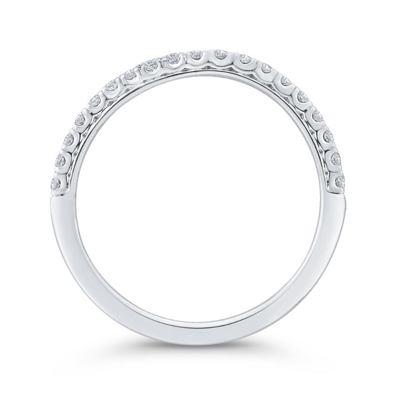 Half Run Round Diamond Wedding Band in 14K White Gold