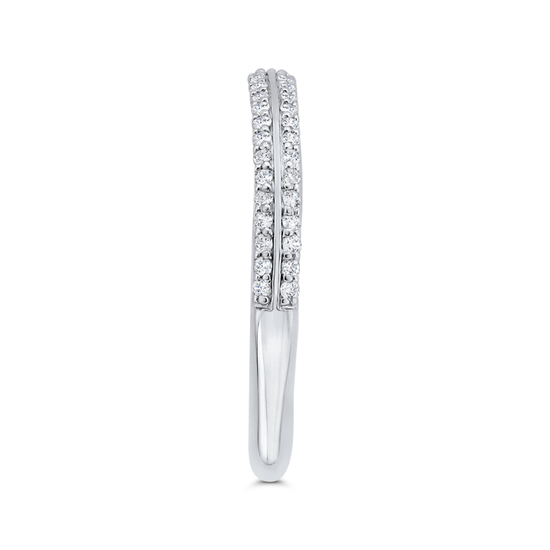 Euro Shank Double Row Diamond Wedding Band in 14K White Gold
