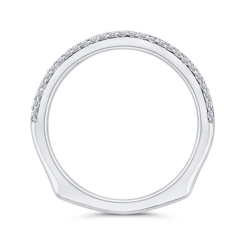 Euro Shank Double Row Diamond Wedding Band in 14K White Gold