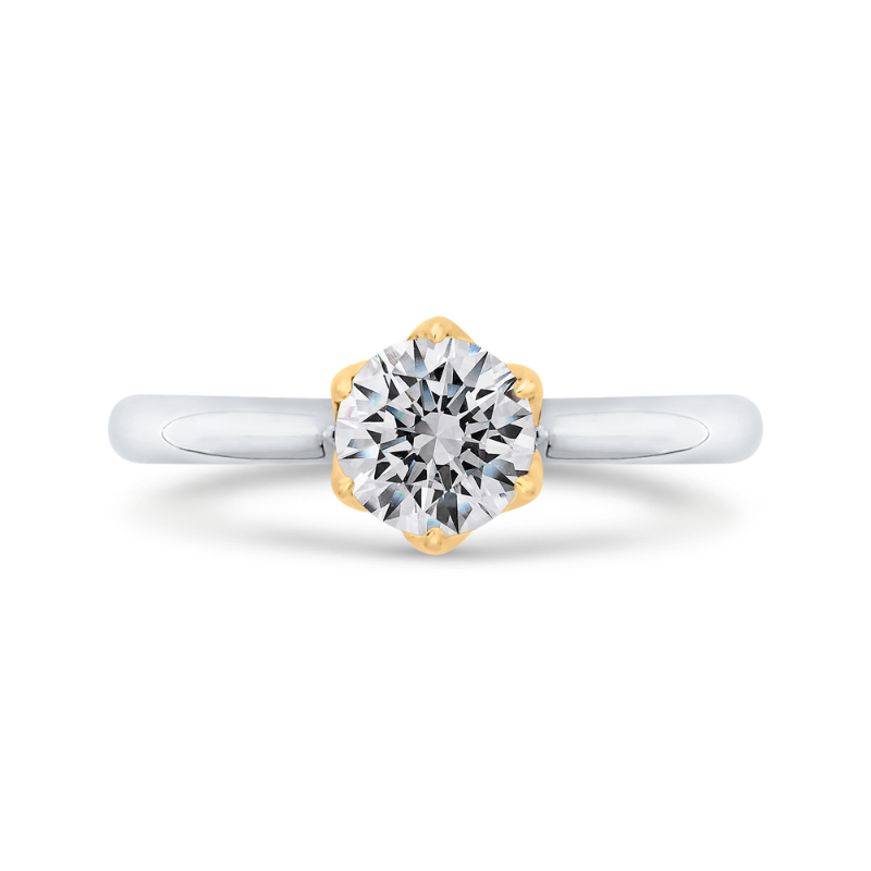 Round Diamond Solitaire Plus Engagement Ring in 14K Two Tone Gold (Semi-Mount)