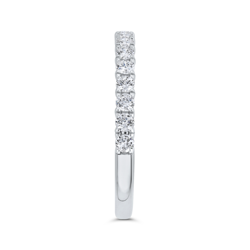 3/4 Run Round Diamond Wedding Band in 14K White Gold