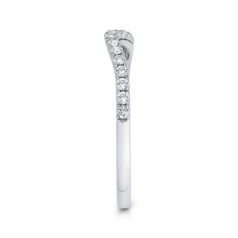 Half Run Round Diamond Wedding Band in 14K White Gold