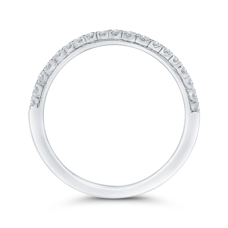 Half Run Round Diamond Wedding Band in 14K White Gold