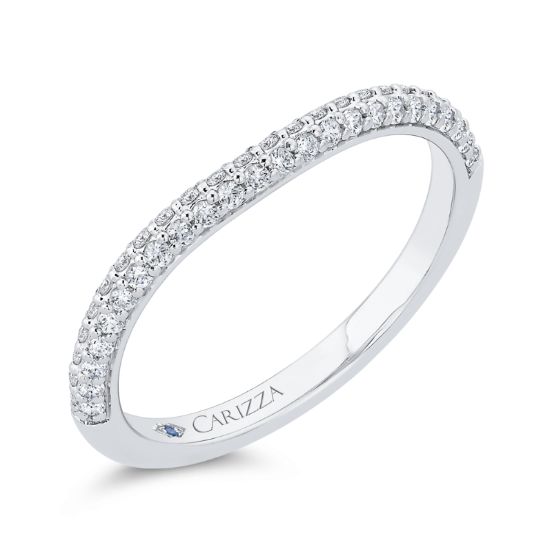 Double Row Round Diamond Wedding Band in 14K White Gold