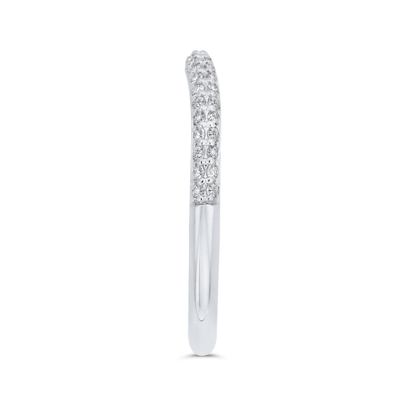 Double Row Round Diamond Wedding Band in 14K White Gold