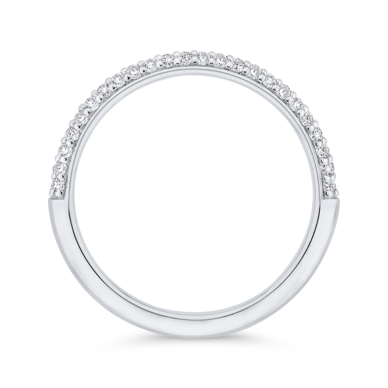 Double Row Round Diamond Wedding Band in 14K White Gold