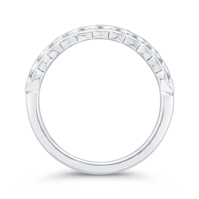 Bezel Set Diamond Wedding Band with Milgrain 14K White Gold