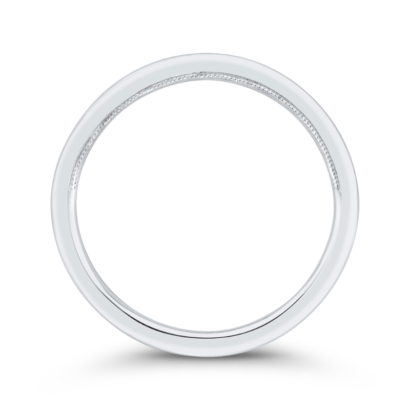 Plain Wedding Band with Milgrain 14K White Gold
