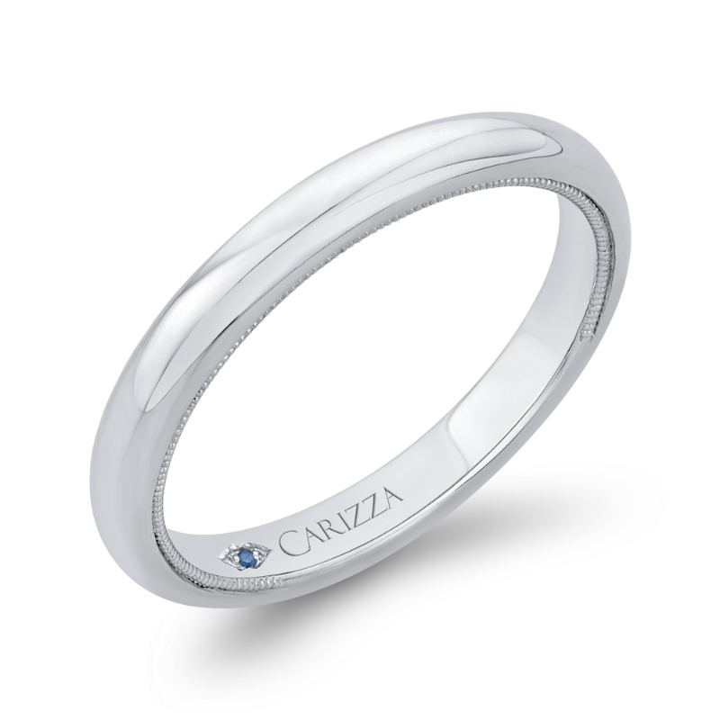 Plain Wedding Band with Milgrain 14K White Gold