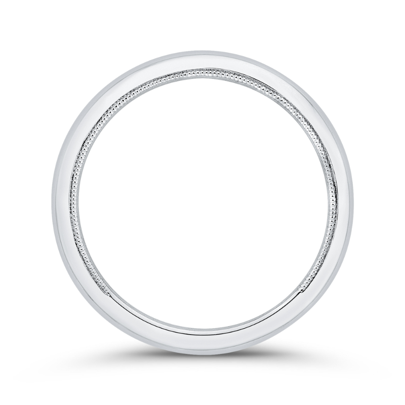 Plain Wedding Band with Milgrain 14K White Gold