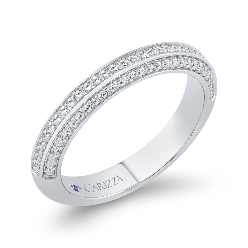 Three Row Diamond Wedding Band in 14K White Gold