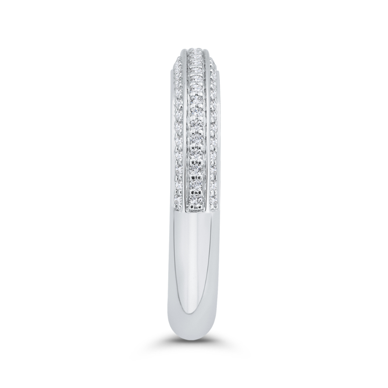 Three Row Diamond Wedding Band in 14K White Gold