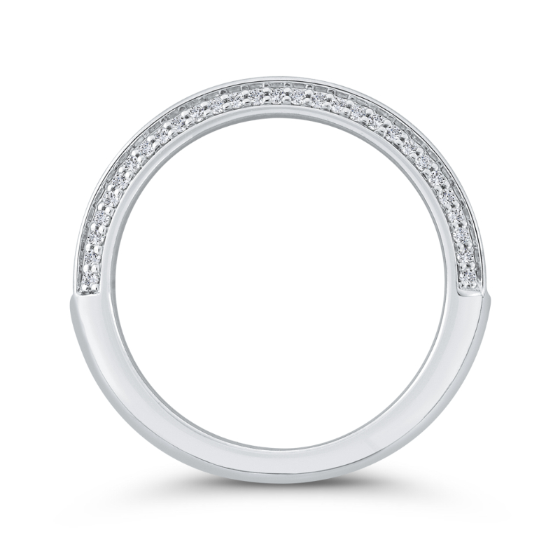 Three Row Diamond Wedding Band in 14K White Gold