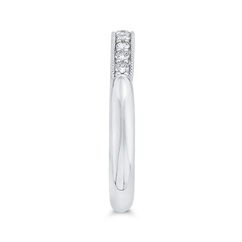 Diamond Wedding Band with Milgrain 14K White Gold