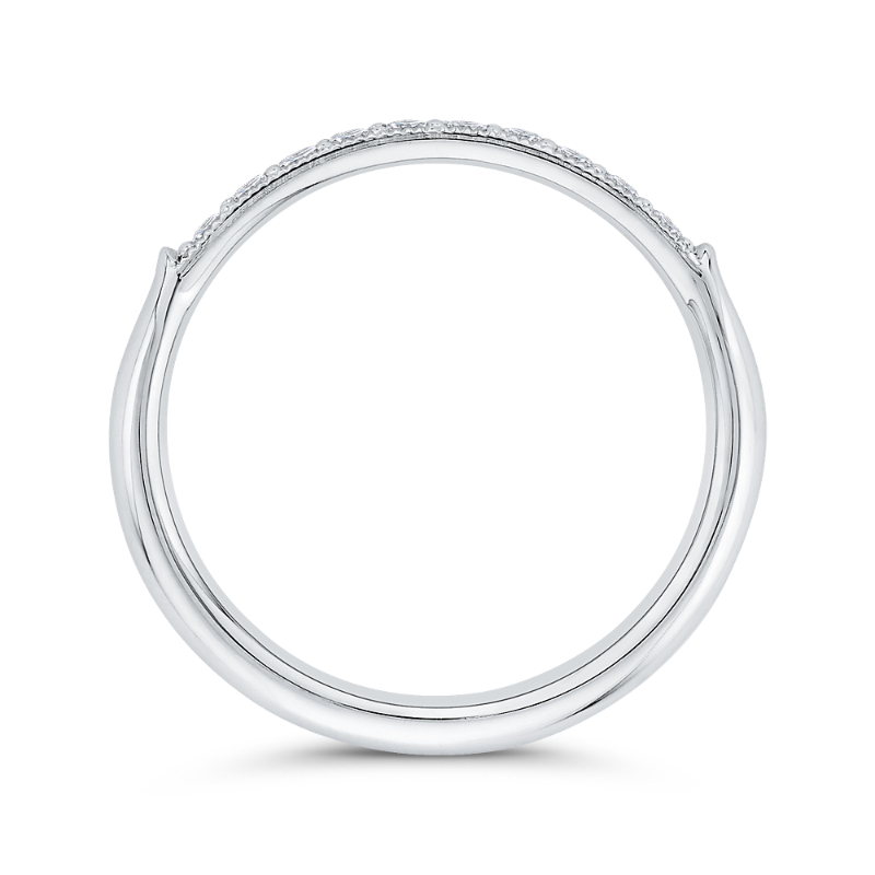 Diamond Wedding Band with Milgrain 14K White Gold