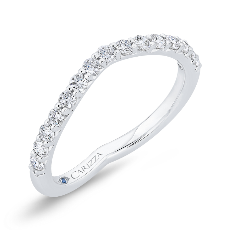 Half Run Diamond Wedding Band in 14K White Gold