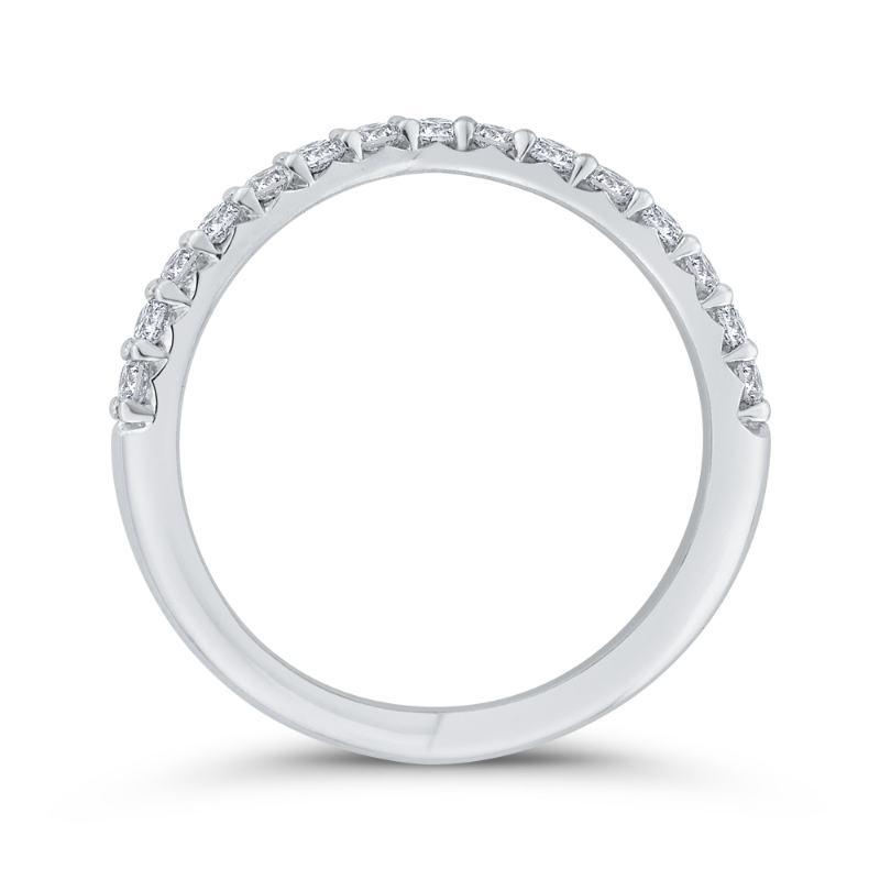 Half Run Diamond Wedding Band in 14K White Gold