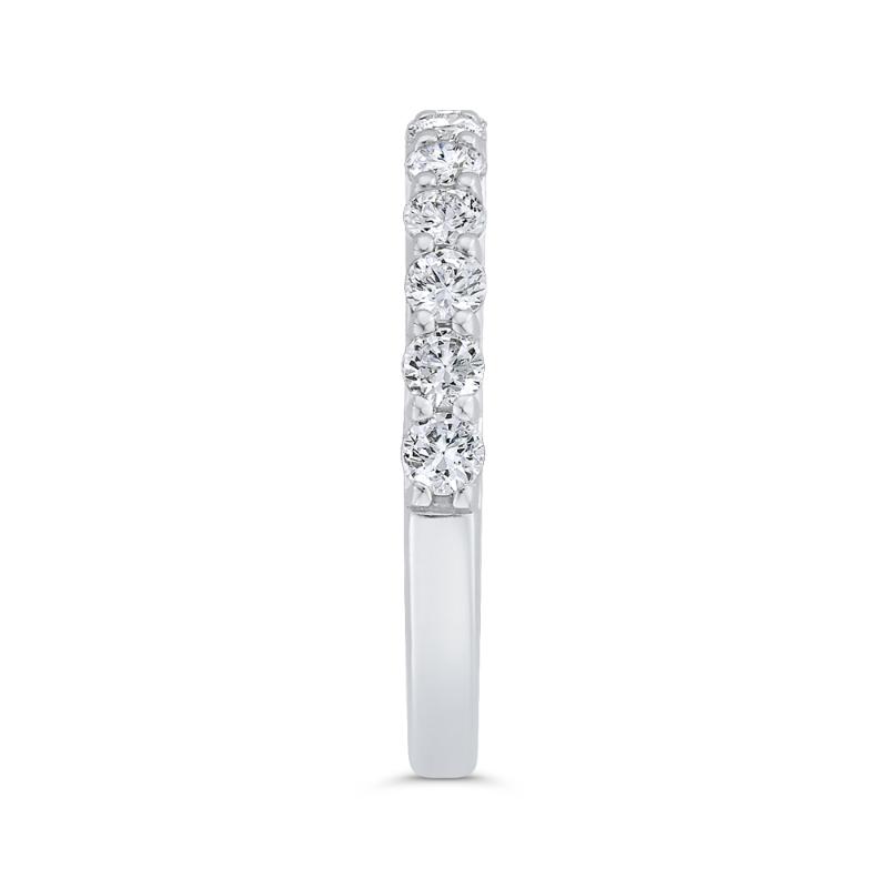 Half Run Diamond Wedding Band with Round Shank in 14K White Gold