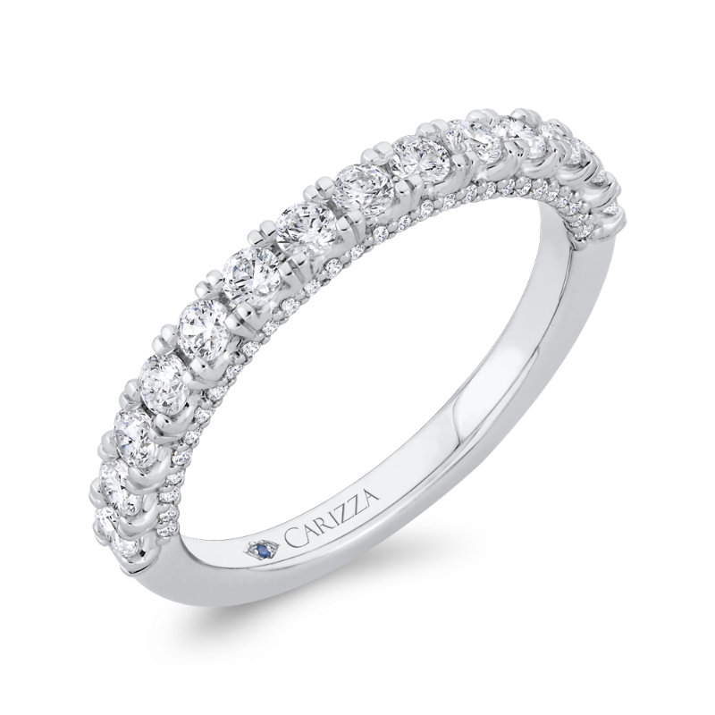 Half Run Diamond Wedding Band in 14K White Gold