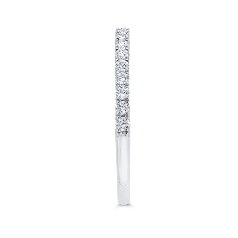 Half Run Diamond Wedding Band with Milgrain 14K White Gold
