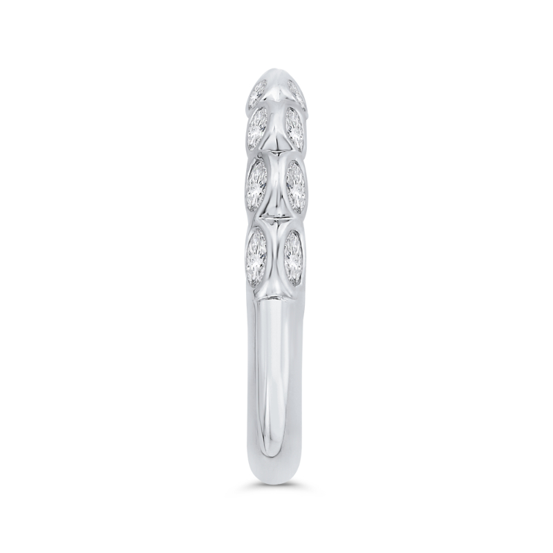 Bezel Set Double Row Diamond Wedding Band in 14K White Gold