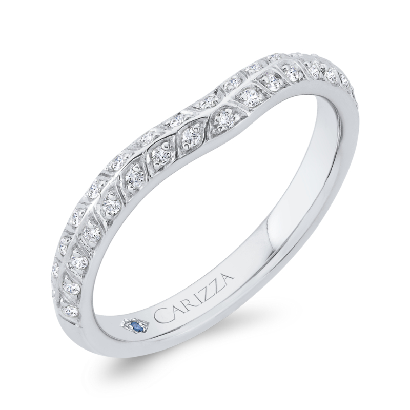 Double Row Diamond Wedding Band in 14K White Gold