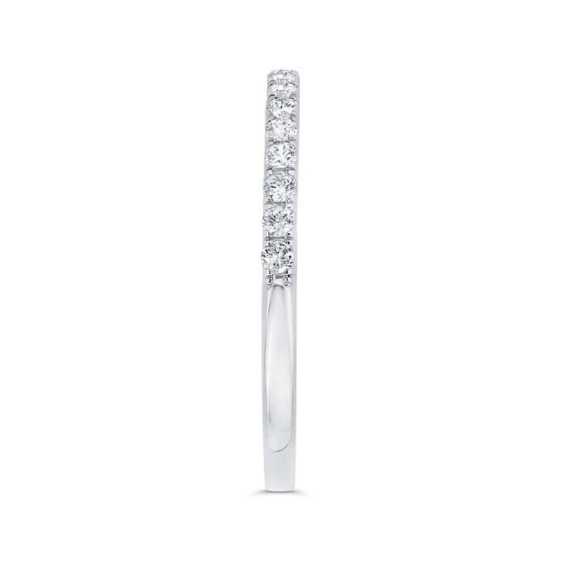Diamond Wedding Band with Milgrain 14K White Gold