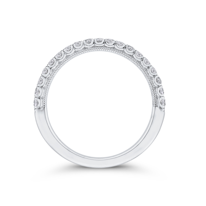 Diamond Wedding Band with Milgrain 14K White Gold