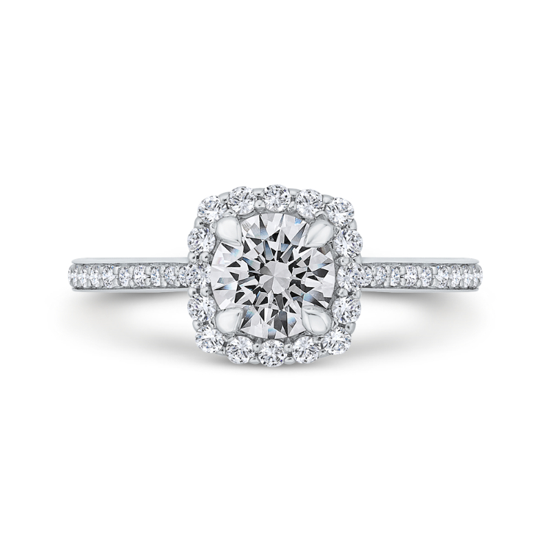 Diamond Halo Engagement Ring in 14K White Gold (Semi-Mount)