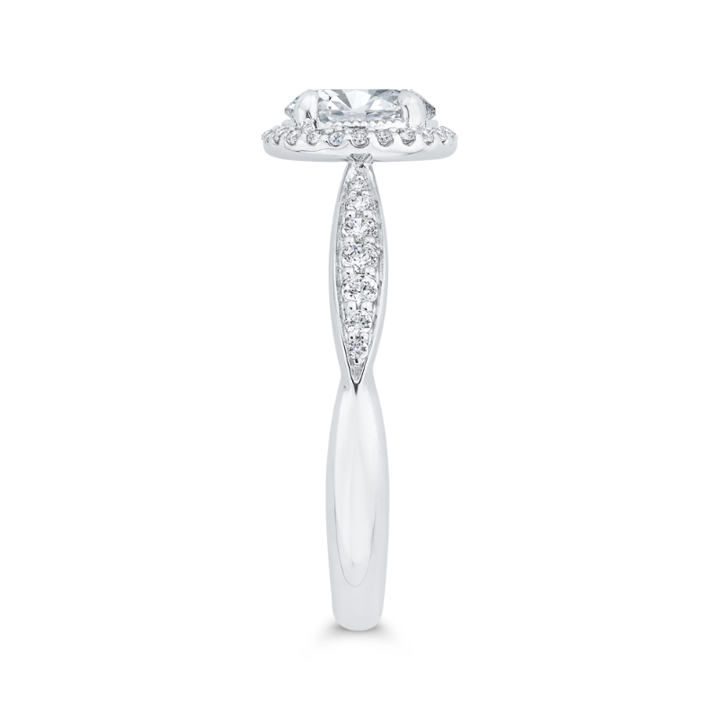 Diamond Halo Engagement Ring in 14K White Gold (Semi-Mount)