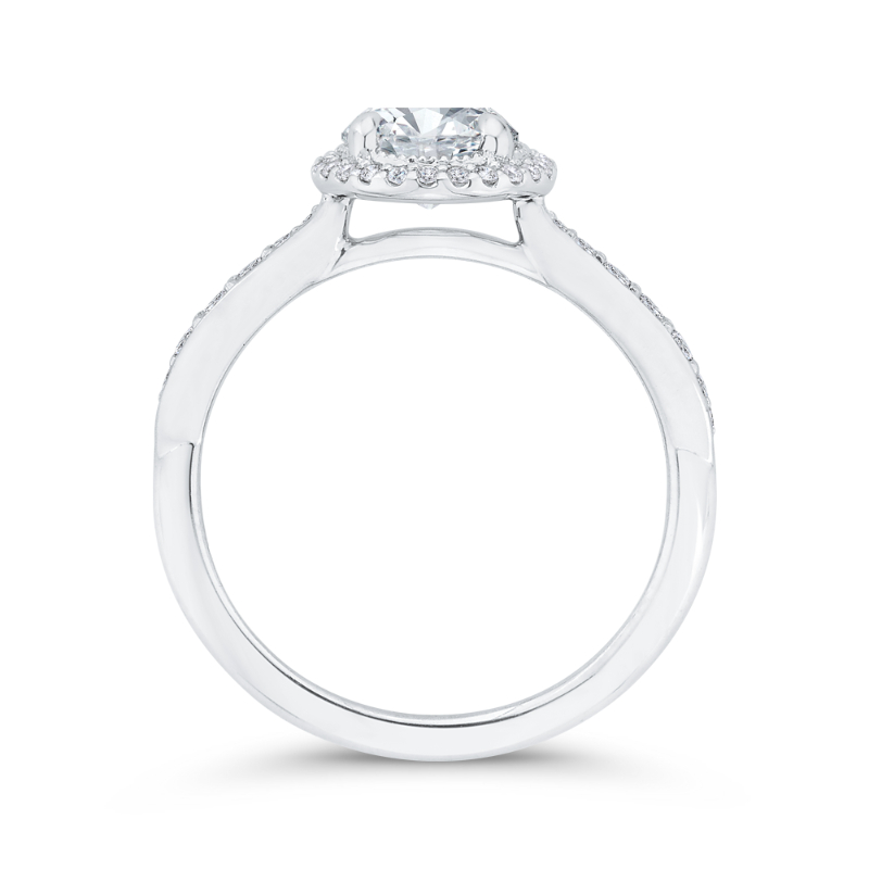 Diamond Halo Engagement Ring in 14K White Gold (Semi-Mount)
