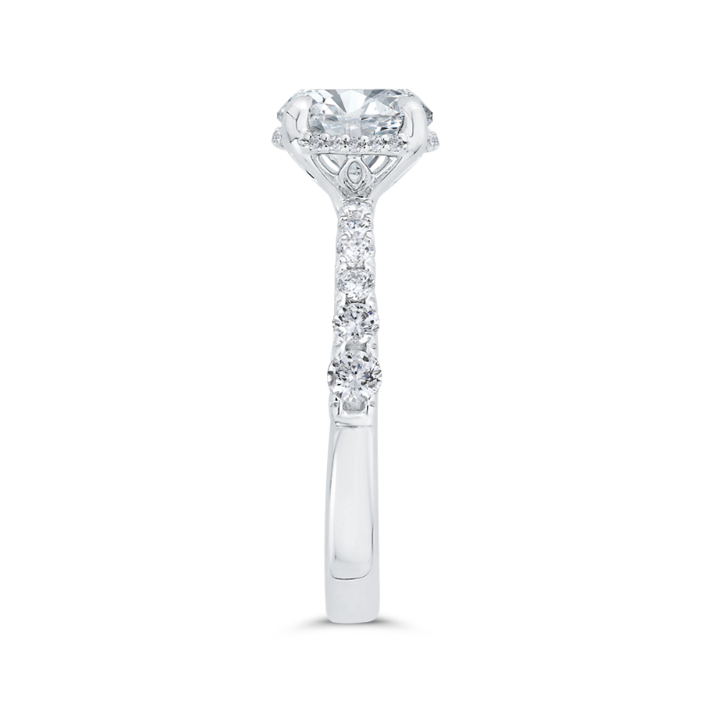 Diamond Halo Engagement Ring in 14K White Gold (Semi-Mount)