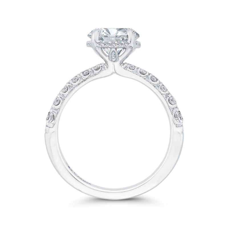Diamond Halo Engagement Ring in 14K White Gold (Semi-Mount)