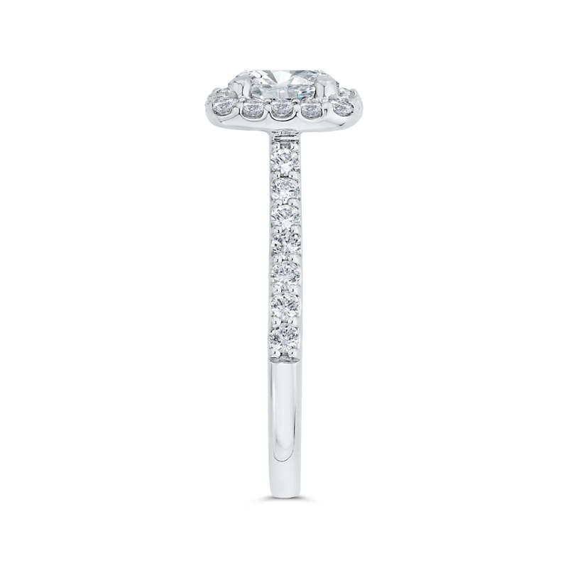 Diamond Halo Engagement Ring in 14K White Gold (Semi-Mount)